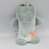 Doudou crocodile bleu blanc miroir NATTOU