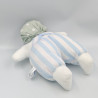 Doudou ours blanc bleu rayé bonnet Bébé JACADI