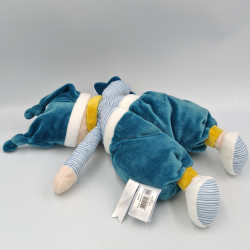 Doudou ours bleu blanc jaune Polochon BABY NAT