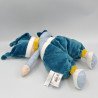 Doudou ours bleu blanc jaune Polochon BABY NAT
