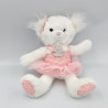 Doudou peluche ours pomponette blanc rose tutu HISTOIRE D'OURS