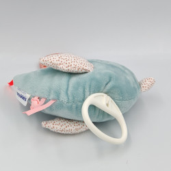 Doudou musical oiseau bleu rose blanc Noukie's