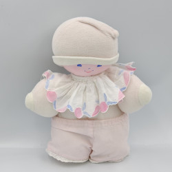 Ancien doudou poupée blanche rose bleu FISHER PRICE