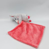 Doudou plat lapin gris rose mouchoir NICOTOY