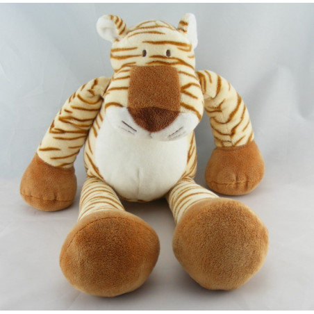 Doudou tigre marron et blanc grande taille Nicotoy