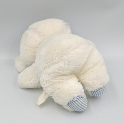 Doudou peluche ours blanc bleu LOVE LAND