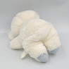 Doudou peluche ours blanc bleu LOVE LAND