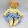 Doudou ours beige bleu jaune vichy LUCKSON
