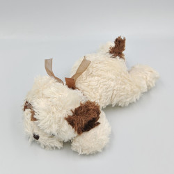 Doudou peluche chien blanc marron COBICO