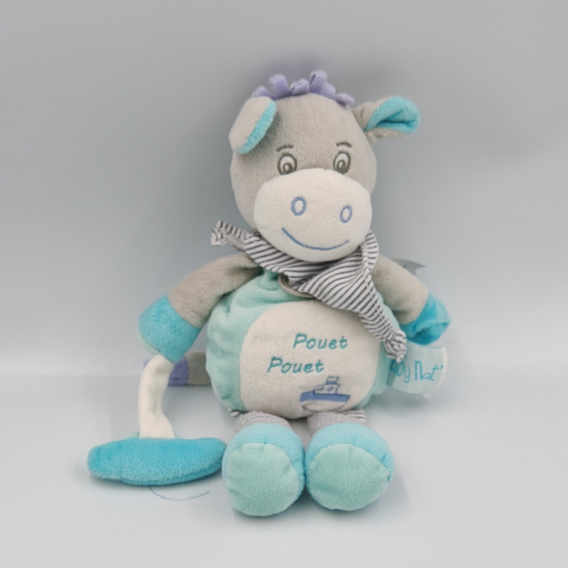 Doudou ane gris bleu Picotin bateau Matelot BABY NAT