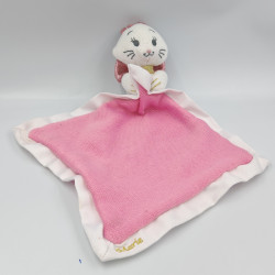 Doudou plat Chat Marie rose blanc laine mouchoir Les Aristochats DISNEY