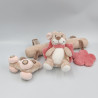 Mobile doudou lapin beige blanc noeud rose Oscarine NOUKIE'S