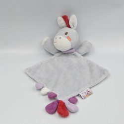 Doudou plat ane cheval gris bleu mauve TENDRINOU