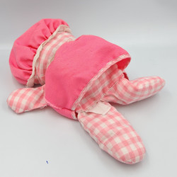 Ancienne peluche poupée chiffon rose carreaux FISHER PRICE 1975 Vintage rare