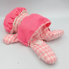 Ancienne peluche poupée chiffon rose carreaux FISHER PRICE 1975 Vintage rare