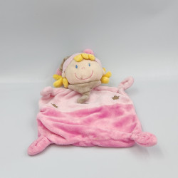 Doudou plat lutin fille rose beige étoiles NICOTOY