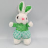 Doudou lapin blanc vert pois carreaux FIZZY