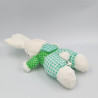 Doudou lapin blanc vert pois carreaux FIZZY