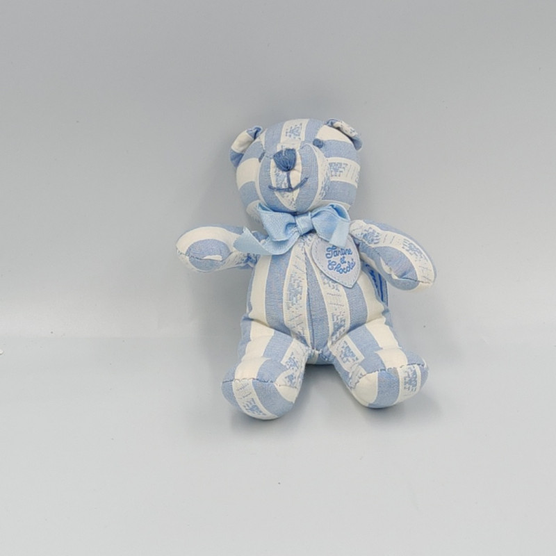 Mini Doudou ours bleu blanc TARTINE ET CHOCOLAT