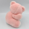 Ancienne peluche ours rose blanc grelot