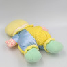 Doudou poupée garçon blond bleu vert jaune BERCHET