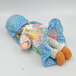 Ancienne poupée chiffon bleu rose blanc jaune fleurs HOLLY HOBBIE