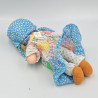 Ancienne poupée chiffon bleu rose blanc jaune fleurs HOLLY HOBBIE