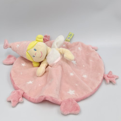 Doudou plat lutin fée poupée rose étoiles TITOUTAM