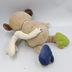 Doudou singe beige bleu vert BABYSUN