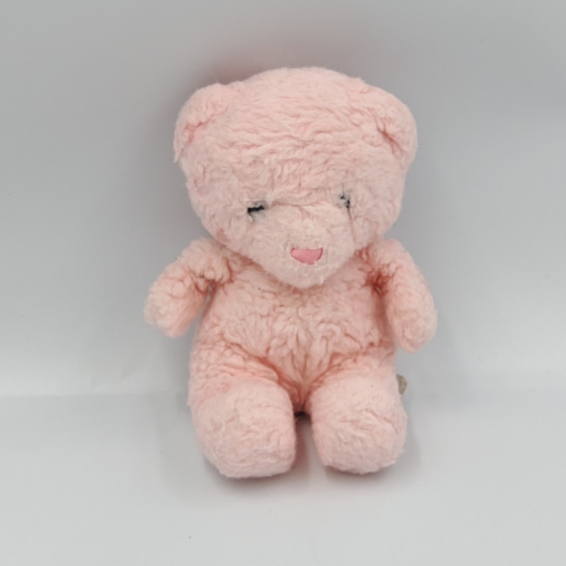 Ancienne peluche ours rose AJENA