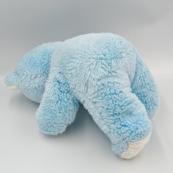 Ancienne peluche doudou ours bleu blanc