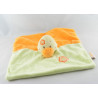 Doudou plat canard vert orange fleur DOUKIDOU