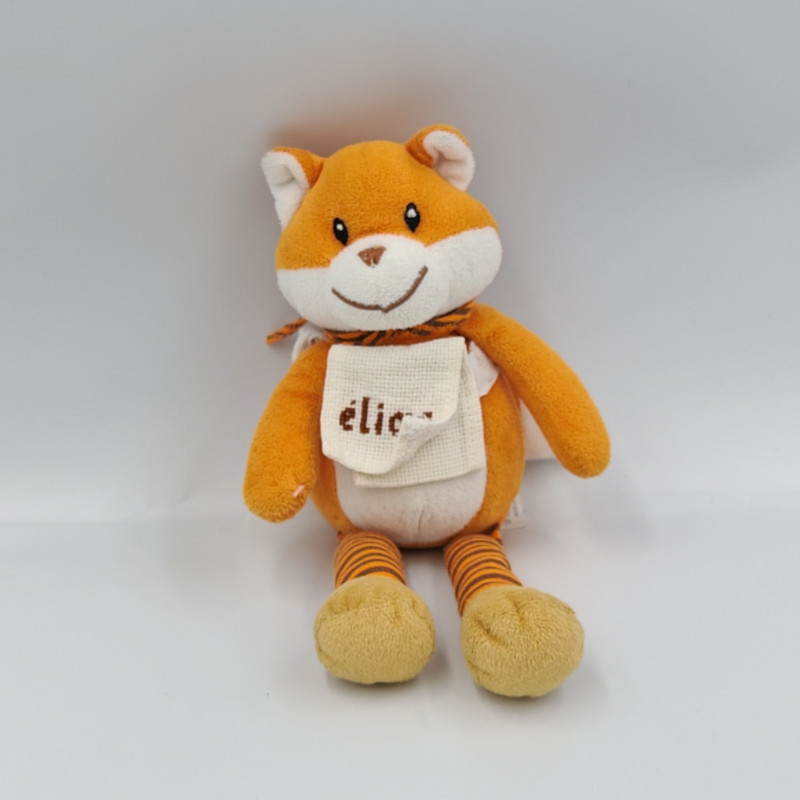 Doudou renard orange blanc rayé DMC