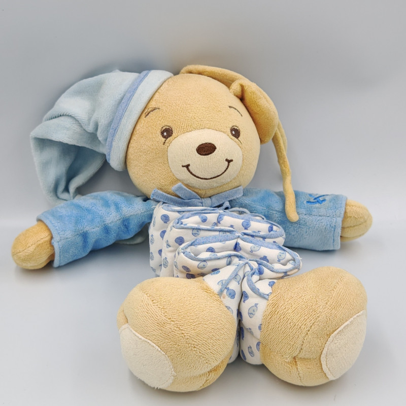 Doudou musical accordéon ours bleu blanc poissons lagon KALOO