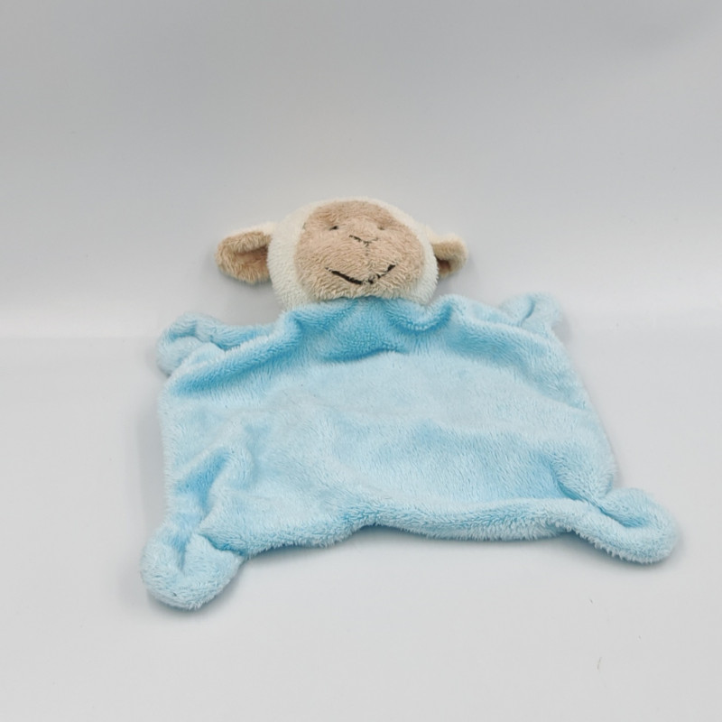 Doudou plat mouton bleu CARTOON CLUB