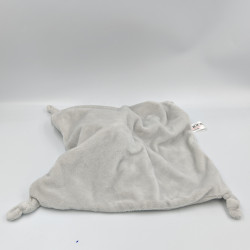 Doudou plat lapin blanc gris BMSTORES