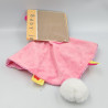 Doudou plat lapin rose vichy foulard jaune JEMINI