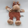Doudou plat marionnette vache beige rouge fleurs COCKTAIL SCANDINAVE