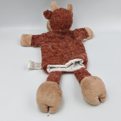 Doudou plat marionnette vache beige rouge fleurs COCKTAIL SCANDINAVE