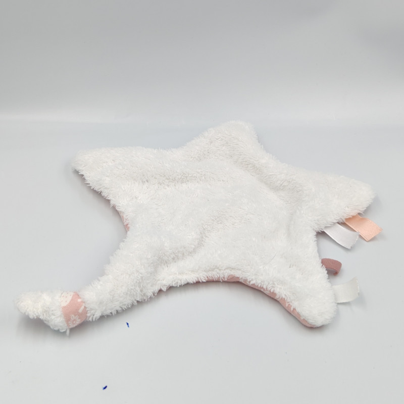 Doudou plat étoile blanche rose LITTLE DUTCH