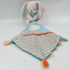 Doudou lapin gris bleu rouge mouchoir INFLUX