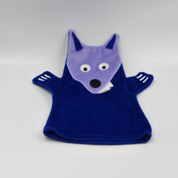Doudou plat marionnette loup bleu MILAN
