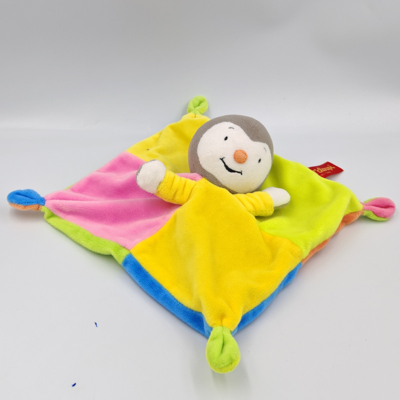 Doudou plat Tchoupi jaune vert orange bleu rose