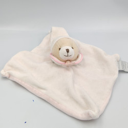 Doudou et compagnie plat ours blanc col rose