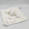 Doudou plat mouton blanc POMMETTE brodé Lola