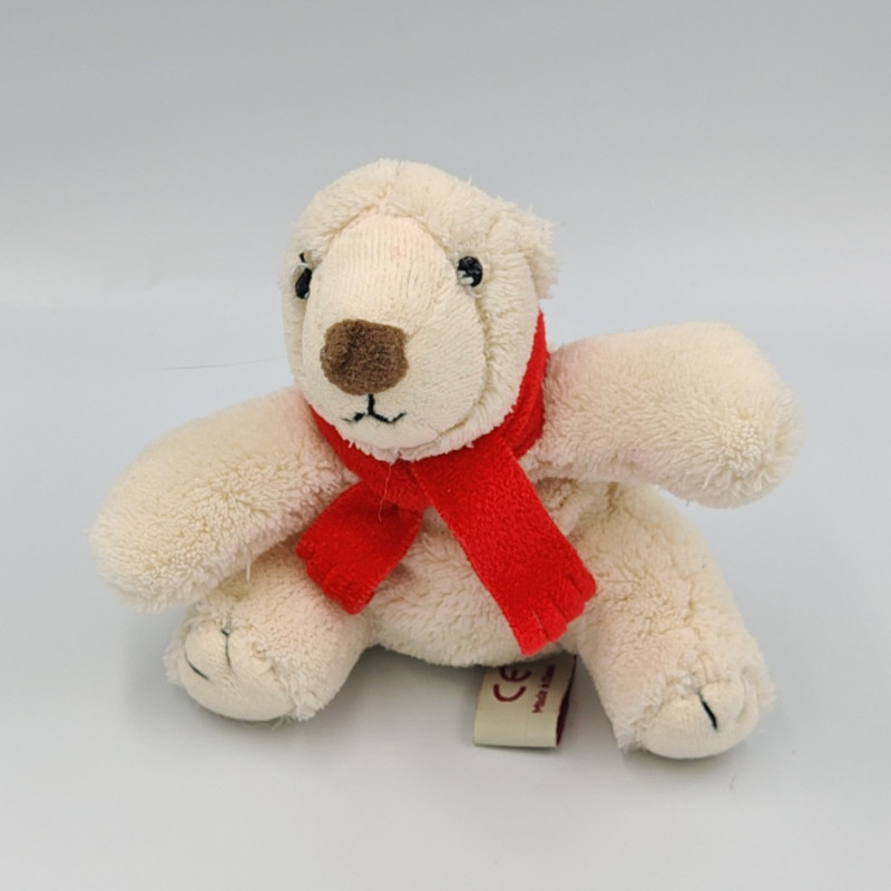 Doudou ours polaire blanc écharpe rouge GIPSY