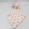 Doudou cochon rose mouchoir blanc rose étoiles