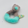 Doudou hochet loup gris bleu vert rayé ORCHESTRA PREMAMAN