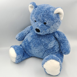 Doudou peluche ours bleu blanc AJENA
