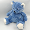 Doudou peluche ours bleu blanc AJENA